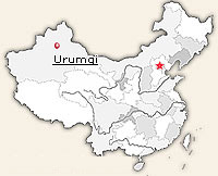 Map of Urumqi's location in China