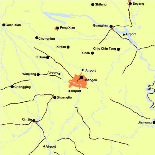 Chengdu Location Map in Southwest China