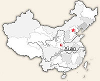 Map of Xian's location in China